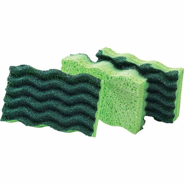 Libman 4.5 In. x 3 In. Yellow & Green Heavy Duty Scrub Heavy Duty Sponge, 3PK 1077